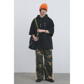 GOODBAI 916 串珠穿绳连帽纹理面料短袖oversize外套