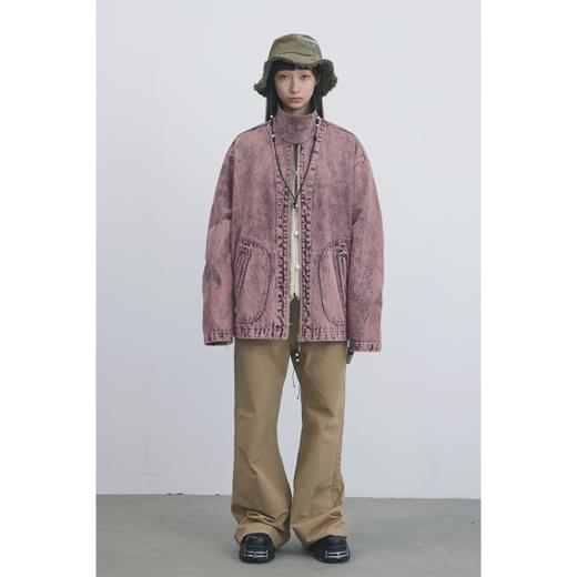 GOODBAI 916 套色牛仔翻领拉链重工外套 商品图0