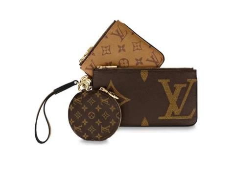 LOUIS VUITTON Trio 经典老花拉链固定多功能Giant拼Monogram Reverse拼Monogram 涂层帆布 三合一手拿包零钱包 迷你 女款 棕色 商品图0