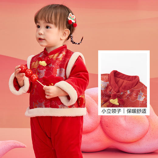 巴拉巴拉童装宝宝连体衣新生婴儿哈衣爬服儿童衣服2025新年季夹棉 商品图3
