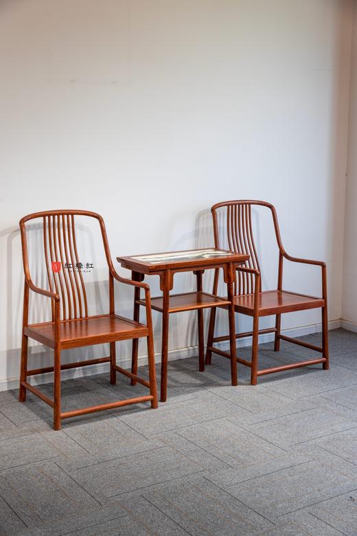 红桥红  家具严选  缅甸花梨(大果紫檀）  【嘉选梳背椅 三件套】 商品图1