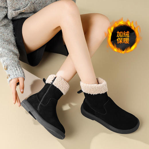 ZHR则则时尚简约加绒保暖雪地靴短靴2024新款冬百搭靴子棉靴女鞋 商品图8