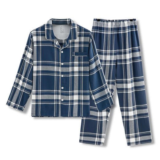 老米优品🎈muji工厂代工《法兰绒格子家居服》全棉法兰绒家居服套装，日式经典格纹，情侣睡衣 商品图1