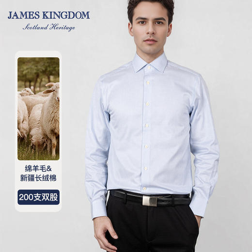 【200支衬衫】占姆士秋冬新品棉羊毛商务免烫职业正装白色长袖衬衣 商品图0