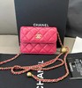 CHANEL香奈儿 小金球链条金扣 羊皮 零钱包腰包单肩斜挎包女款 玫粉色 商品缩略图0
