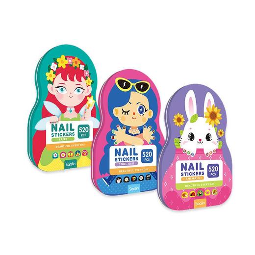 Saalin莎林儿童时尚指甲贴片套装幼儿趣味贴铁盒套装 商品图4
