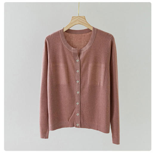 半身缘女装 春季韩版短款百搭柔和亲肤针织开衫女薄外搭02613 商品图4