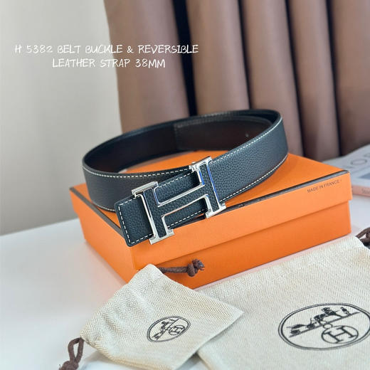 秋冬特惠💰340【爱马仕】男士腰带 H双面进口皮 BELT BUCKLE & REVERSIBLE LEATHER STRAP 带身宽3.8cm 商品图3