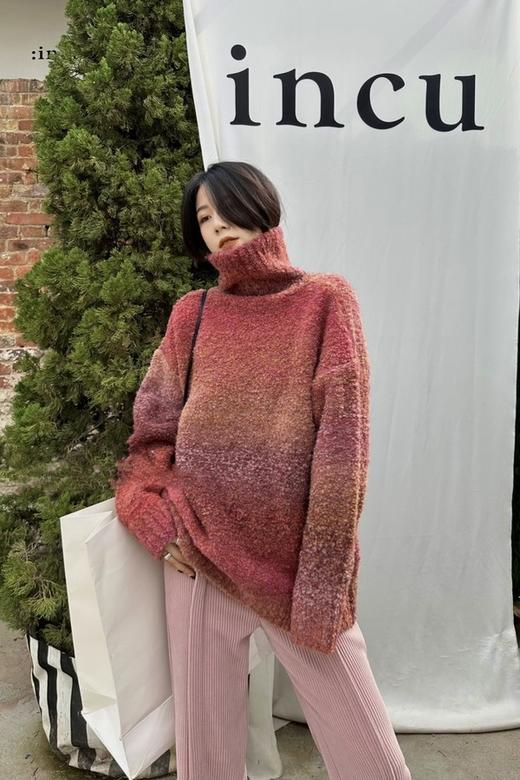 ANSUABEL 加厚渐变高领中长款毛衣 17806 商品图4