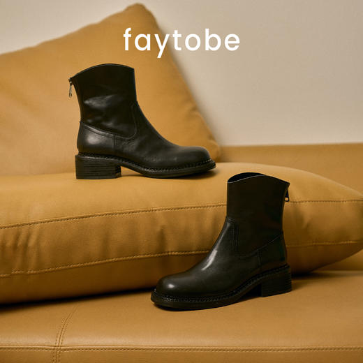 FAYTOBE 水洗马皮厚底烟筒靴24新品增高英伦复古秋冬真皮切尔西靴 商品图5
