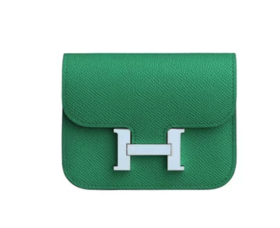 HERMES爱马仕 Constance Slim 珐琅扣 Epsom小牛皮 腰包零钱包钱包 女款 Z刻 绿色