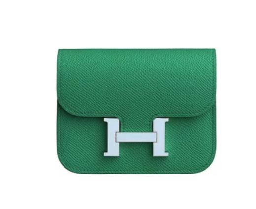 HERMES爱马仕 Constance Slim 珐琅扣 Epsom小牛皮 腰包零钱包钱包 女款 Z刻 绿色 商品图0