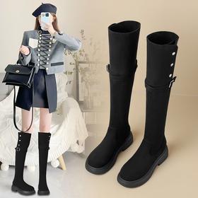 ZHR则则时尚百搭过膝靴2024新款洋气复古长筒靴折叠两穿加绒女靴