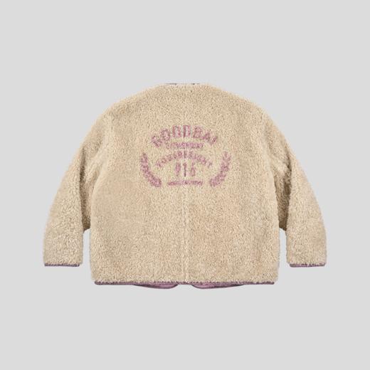 GOODBAI 916 slogan做旧印花拼接oversize圆领仿羊羔绒外套 商品图2