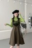 amadella 橄榄绿色爱心丝绒拼接阔型背心连衣裙 17578 商品缩略图1