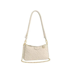 LOUIS VUITTON Easy Pouch On Strap 老花压纹牛皮单肩包女款 奶油白