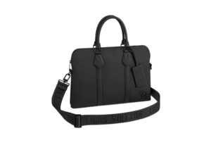 LOUIS VUITTON Aerogram 可拆卸可调节肩带粒面牛皮革 斜挎单肩包电脑包公文包 男款  黑色
