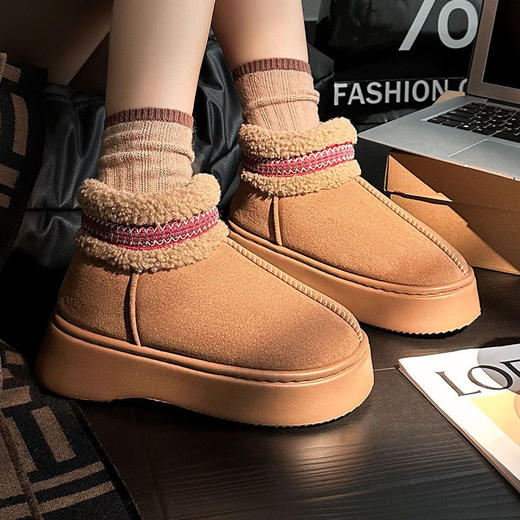 【特价29元】冬季时尚百搭保暖女款外穿毛绒厚底棉鞋雪地靴短靴女棉鞋【WG24131】 商品图2