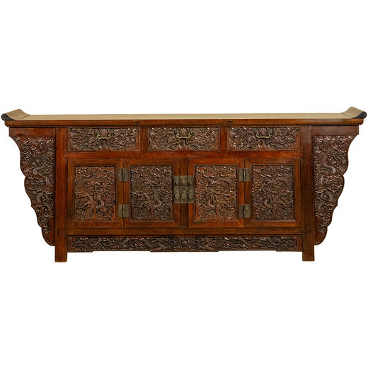 二十世纪 红木满工云龙纹三联闷户橱柜 商品图5