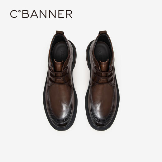 千百度男鞋厚底男士正装皮鞋冬季加绒英伦风保暖大头皮鞋A24523182 商品图2