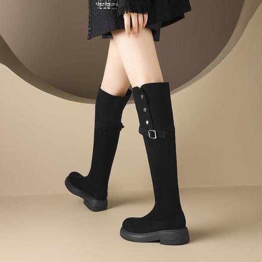 ZHR则则时尚百搭过膝靴2024新款洋气复古长筒靴折叠两穿加绒女靴 商品图4
