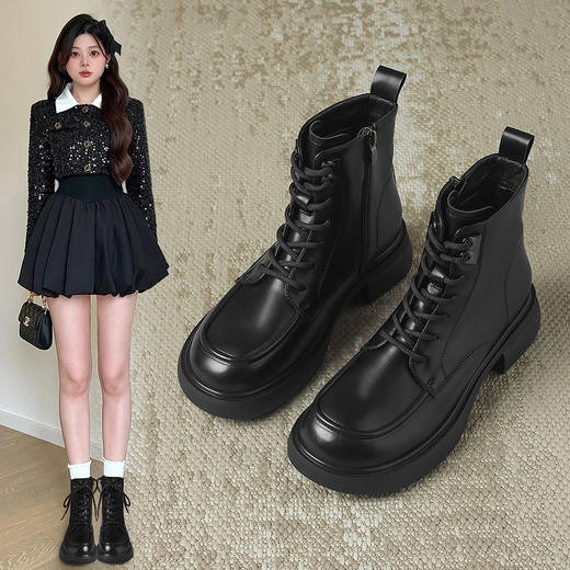 ZHR则则时尚甜酷经典马丁靴短靴2024新款冬季加绒百搭靴子女鞋潮 商品图0