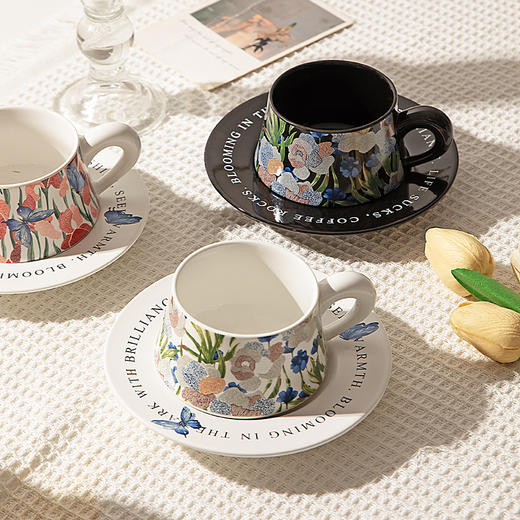 摩登主妇鸢尾花咖啡杯碟套装高档精致结婚杯子礼盒装订婚新婚礼物 商品图1