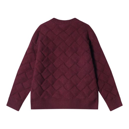 MY161秋冬季新款时尚个性纯色格子圆领套头毛衣复古休闲宽松上衣 商品图5