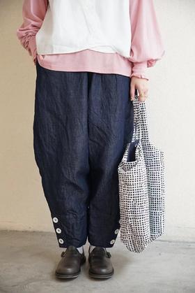 Gauze牛仔蓝阔腿裤