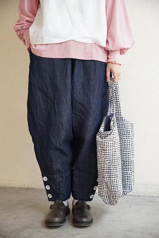 Gauze牛仔蓝阔腿裤 商品图0