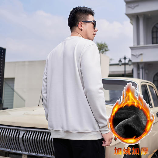 【新款DMH】大依优型大码加绒卫衣圆领弹力加肥加大胖子长袖上衣男士T恤肥佬男装潮款 商品图2