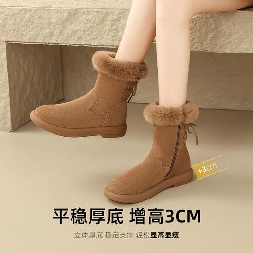 ZHR则则时尚加绒保暖雪地靴短靴女2024冬季新款百搭简约靴子女鞋 商品图5