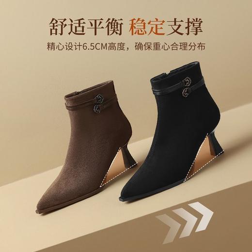 ZHR则则细跟小短靴优雅气质女靴2024新款增高加绒保暖瘦瘦靴百搭 商品图5