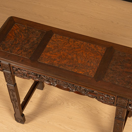 清 红木镶瘿木莲藕书卷式平头案 商品图2