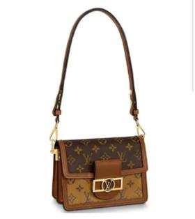 LOUIS VUITTON Dauphine 达芙妮系列 经典老花满印 帆布拼小牛皮饰边 腋下包单肩斜挎包 迷你 女款 棕色