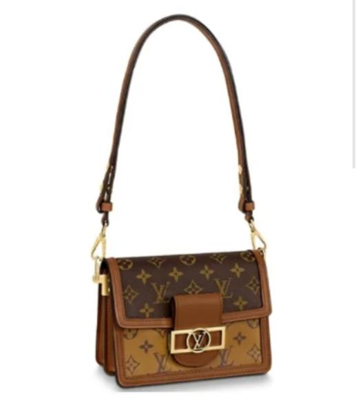 LOUIS VUITTON Dauphine 达芙妮系列 经典老花满印 帆布拼小牛皮饰边 腋下包单肩斜挎包 迷你 女款 棕色 商品图0