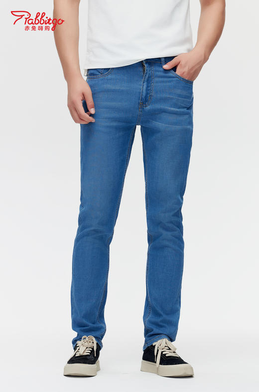 赤兔嗨购男装宽松直筒弹力不束缚牛仔裤2024年秋冬新款水洗长裤 商品图1