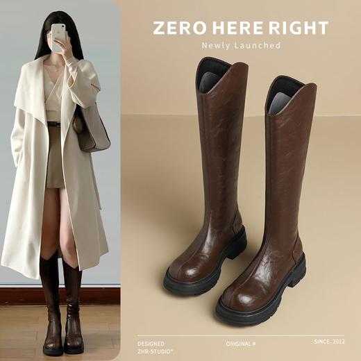 ZHR则则时髦显瘦长筒靴气质靴子女2024新款厚底增高百搭女鞋长靴 商品图1