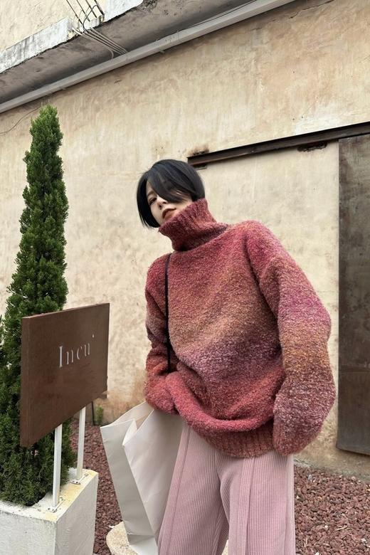 ANSUABEL 加厚渐变高领中长款毛衣 17806 商品图0