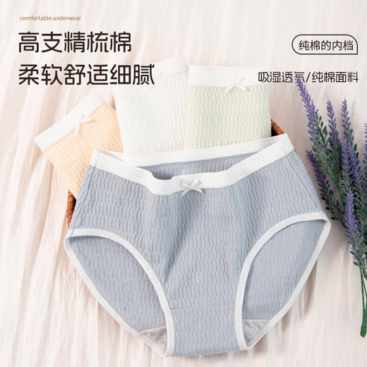 洁丽雅四条装纯棉中腰女士内裤舒适亲肤纯棉底裆高级感三角裤女 商品图1