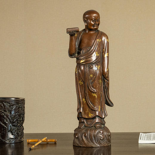 清 铜洒金持经罗汉像 商品图0