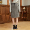 famecoco范可儿法式复古格纹直筒半裙中长款收腰羊毛F228HA014 商品缩略图3