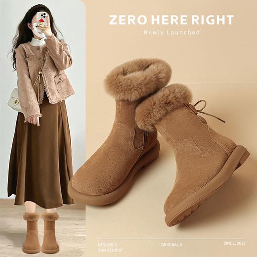 ZHR则则时尚加绒保暖雪地靴短靴女2024冬季新款百搭简约靴子女鞋 商品图0