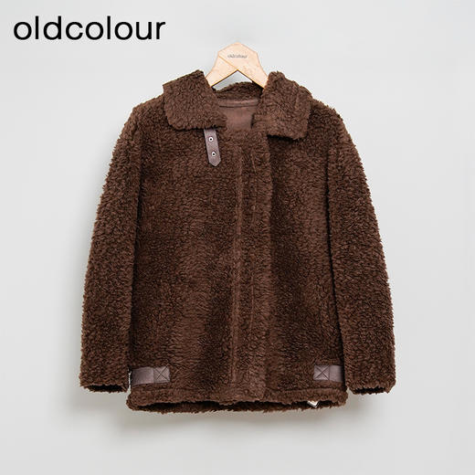 oldcolour冬季咖色气质保暖百搭羊羔绒短款外套女DM45041157 商品图0