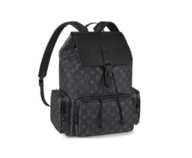 LOUIS VUITTON Trio 经典老花通勤便携 涂层帆布拼牛皮革 背包双肩包男款 黑色