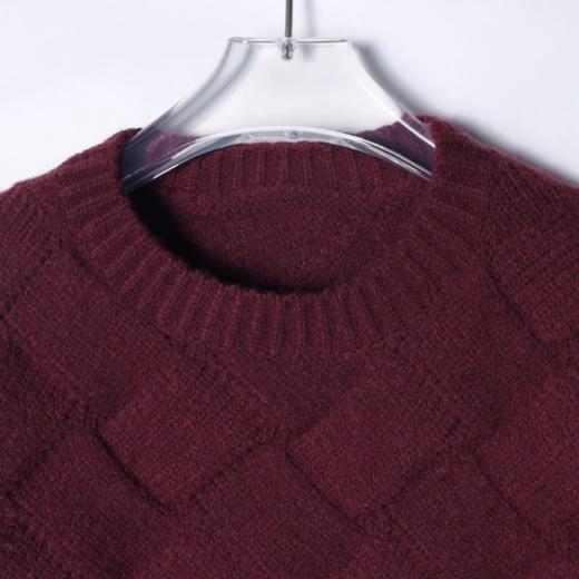 MY161秋冬季新款时尚个性纯色格子圆领套头毛衣复古休闲宽松上衣 商品图2