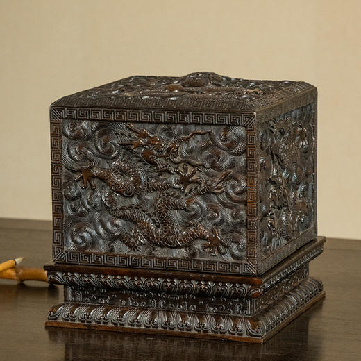 清 紫檀戏水龙纹印匣 商品图2