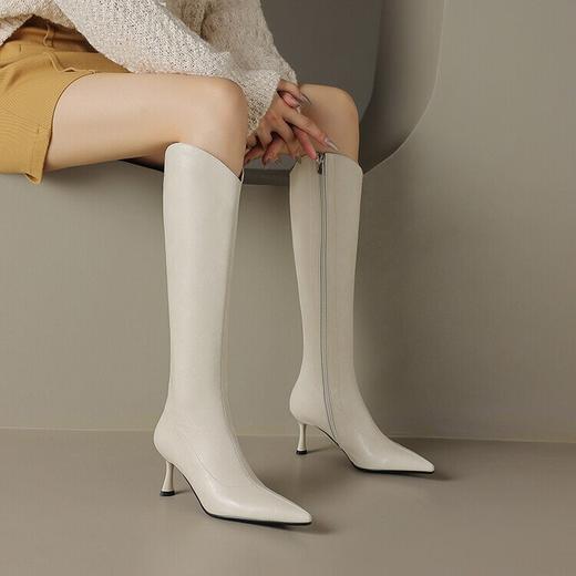 【预售7天】气质细跟英伦高跟瘦瘦靴新款显瘦尖头高筒v口长靴KLLN&kl2157 商品图4