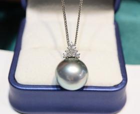 大溪地铂金灰吊坠 14.1mm