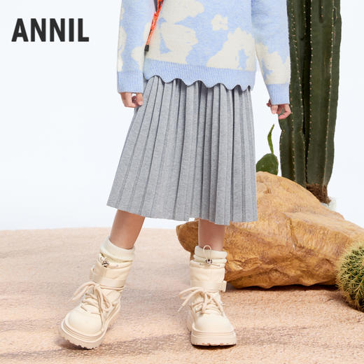 女童活力毛织百褶裙冬季新款安奈儿童装实体店同款AG443802 商品图0